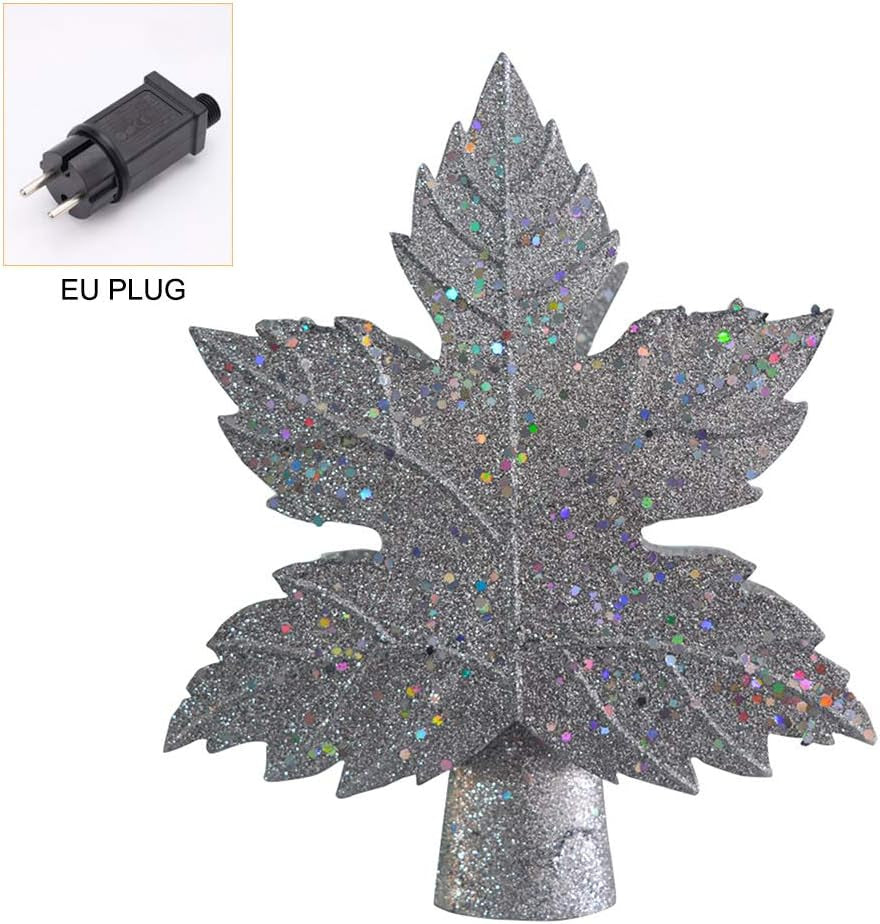 Star Christmas Tree Topper Christmas Tree Topper Lighted with 3D Rotating Snowflake Projector Lights LED Tree Top Projector for Xmas Holiday Home Party(Silver)