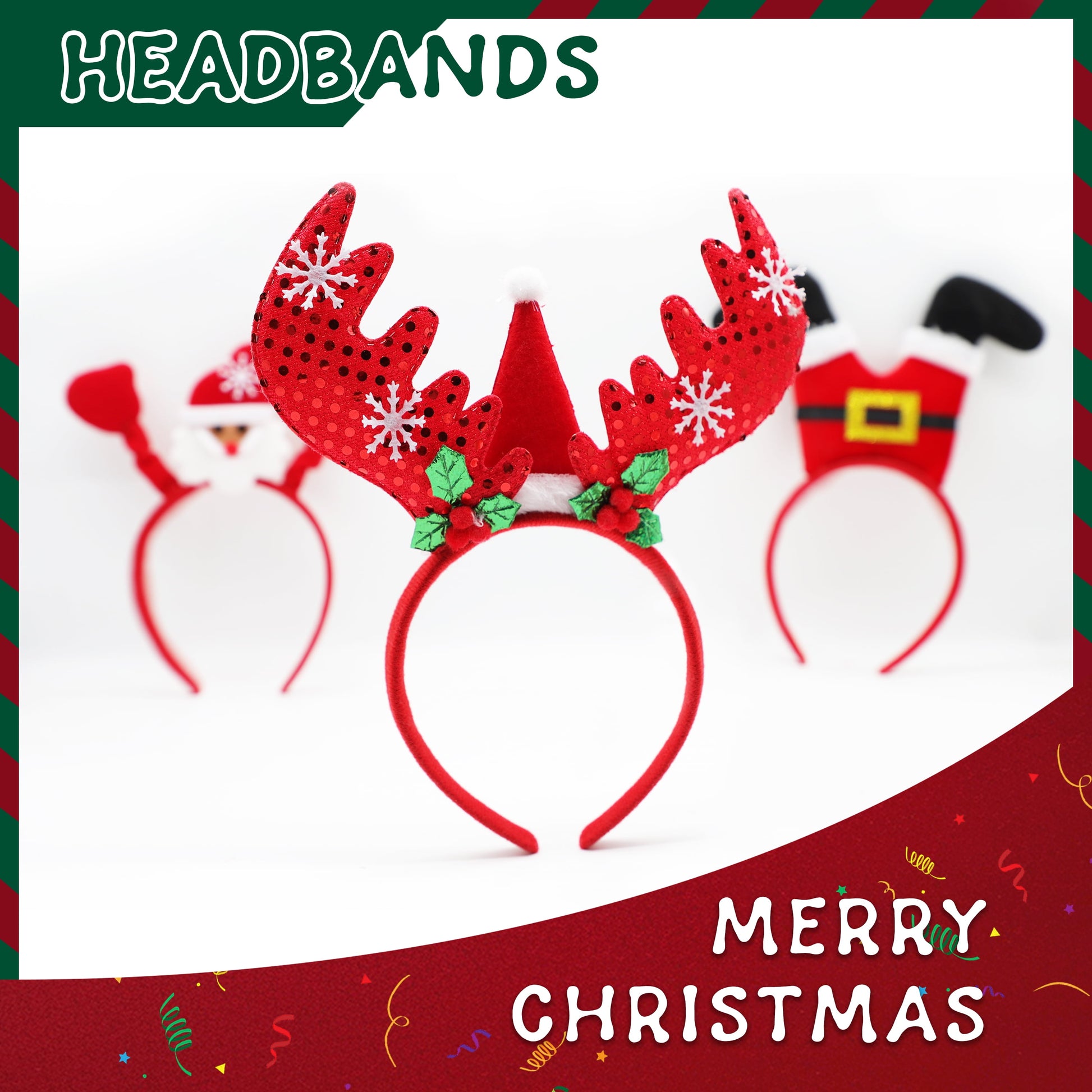 12Pcs Christmas Headbands for Adults Bulk,Christmas Headwear Quality Felt Head Topper for Christmas Parties Favors Supplies,Holiday Headbands,12 Designs Christmas Headband