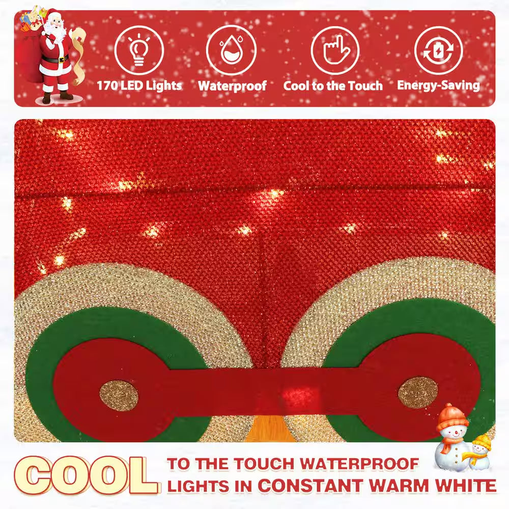 5 Ft. Train Set Outdoor Holiday Yard Decoration Warm White LED with Christmas Tree and Gift Box