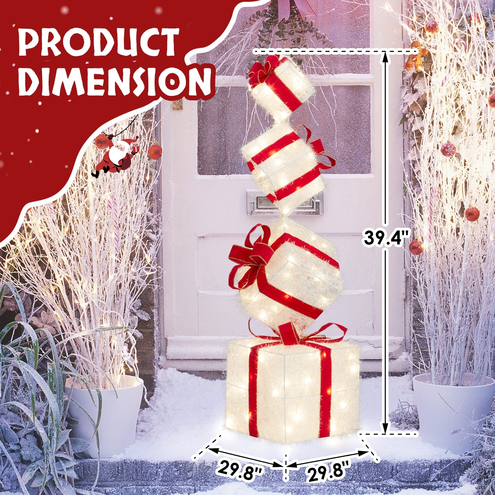 Set of 4 Christmas Lighted Gift Boxes Decorations Indoor Outdoor LED Light Up