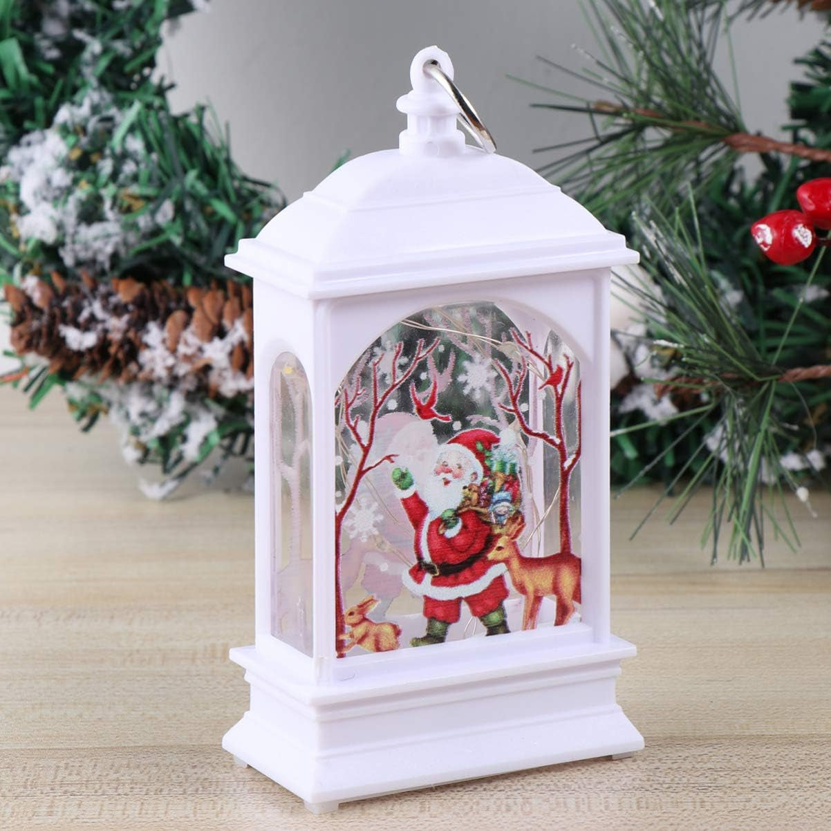 White Santa Lantern Snow Globe Santa Claus Snow Globe Lantern Lighted Christmas Snow Globe Lantern for Christmas Home Décor And