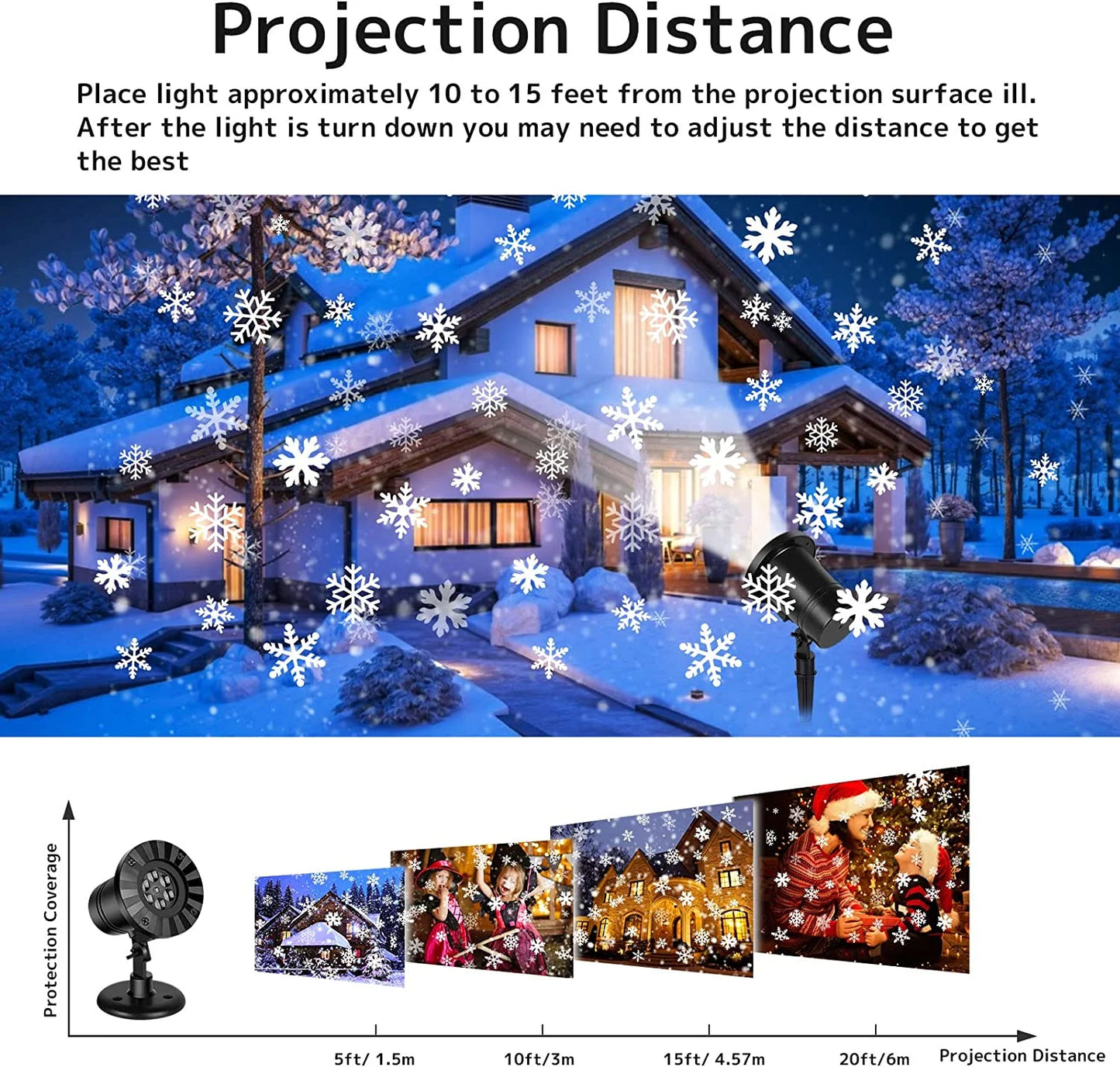 "Christmas Snowflake Projector Light, 2024 Upgraded Dynamic Snowfall Projector LED Light Rotating IP65 Waterproof Indoor Outdoor Landscape Lighting for Christmas Holiday Halloween Xmas Party Decor