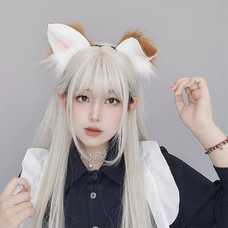 Punk Style Anime Hairhoop Plush Dog Ears Headband Cosplay Costume Halloween Party Headdress Women Role Playing Headwear