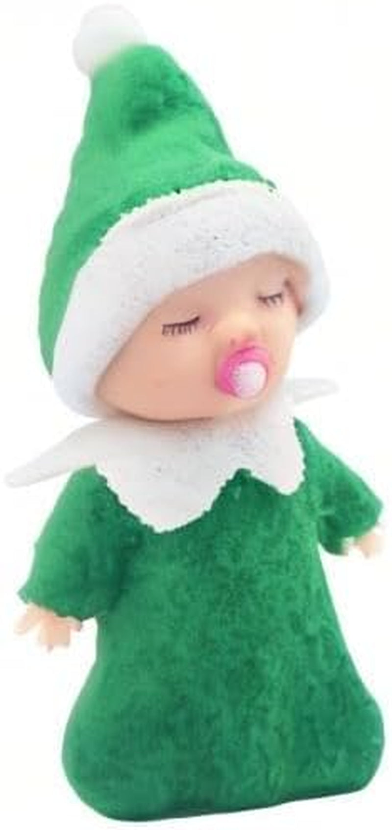 Sleeping Elf Doll with Pacifier | Christmas Miniature Elf Doll Toys | New Year Holiday Decoration Party Gift (Green)