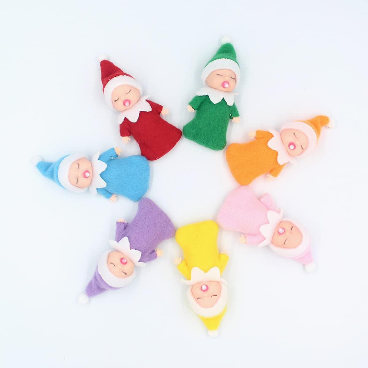 Sleeping Elf Doll with Pacifier | Christmas Miniature Elf Doll Toys | New Year Holiday Decoration Party Gift (Blue)
