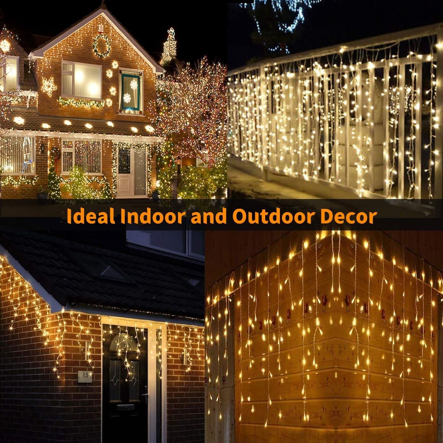 LED Icicle Lights Outdoor 32.8FT, Warm White 400 LED Icicle Waterproof Christmas Decorations String Lights with Timer Remote, 8 Modes Connectable Eave Curtain Fairy Light for Xmas, Thanksgiving, Party