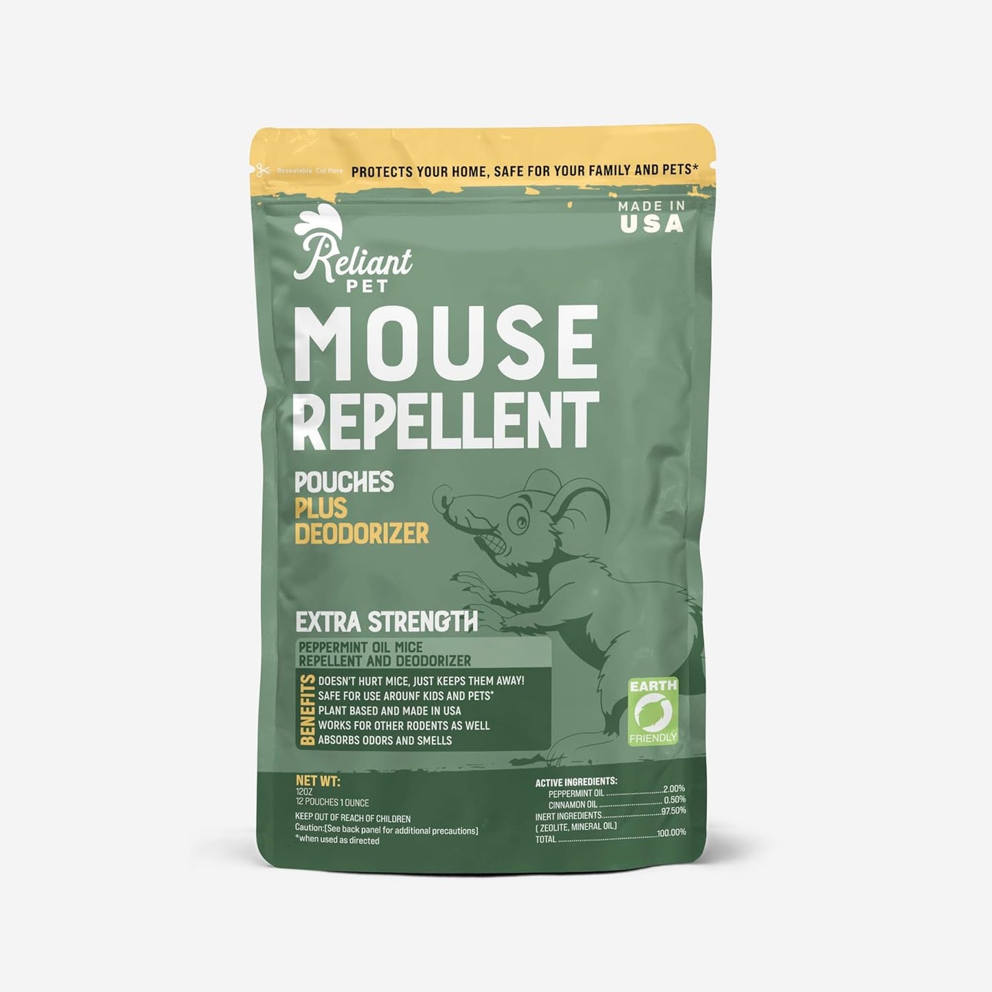 Mouse Repellent Pouches - Rodent Repellent Made in USA (12 Pouches) - Keep Rodents Out of Cars Engines - Mice Repellent Indoor and Outdoor Deterrents That Work with Peppermint Oil