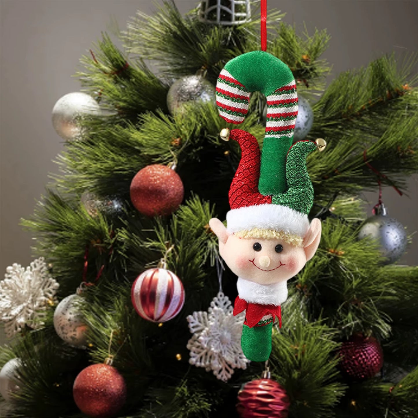 Festive Holiday Santa Claus Plush Doll Christmas Tree Decoration Hanging Ornament Cute Xmas Decorative Elf Toy