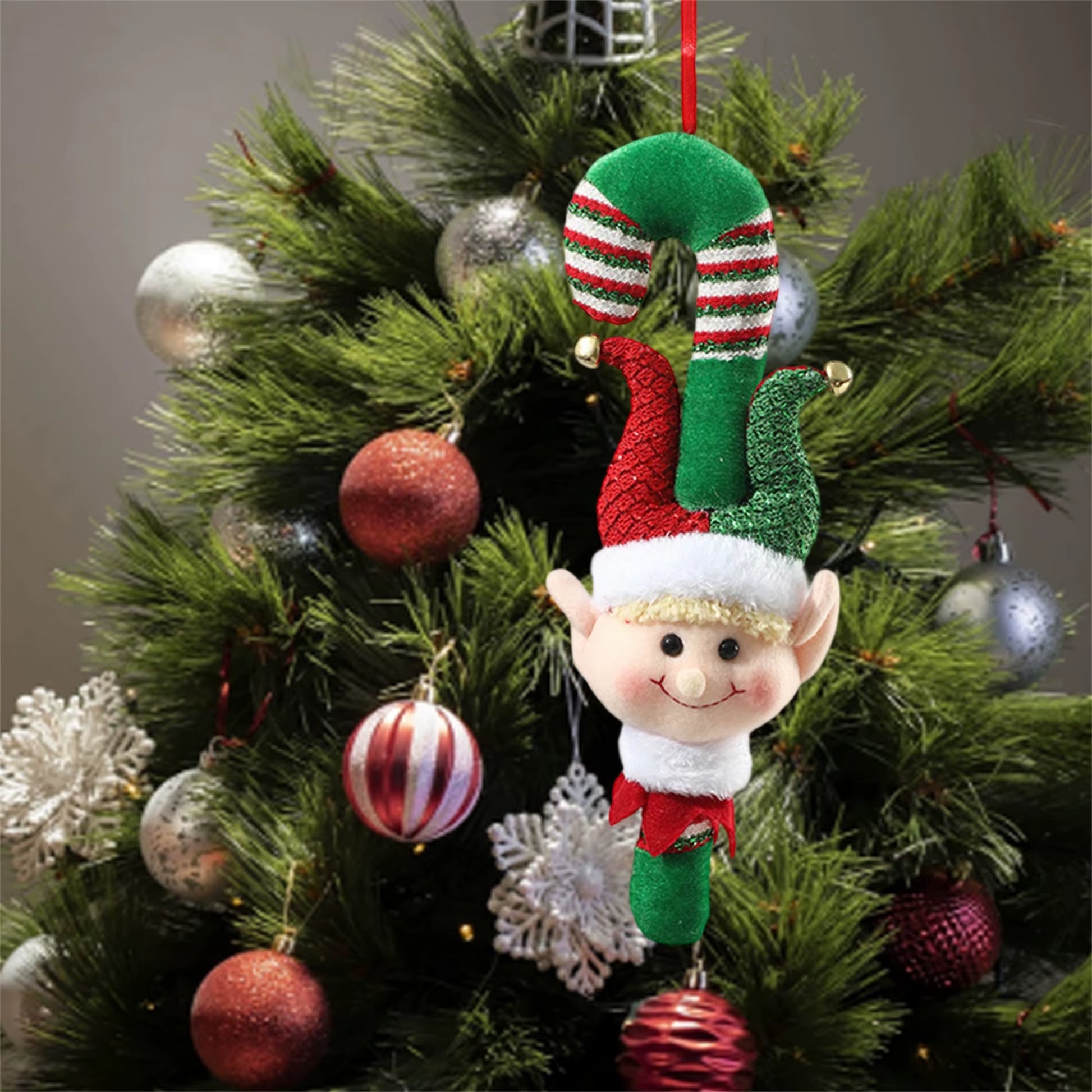 Festive Holiday Santa Claus Plush Doll Christmas Tree Decoration Hanging Ornament Cute Xmas Decorative Elf Toy