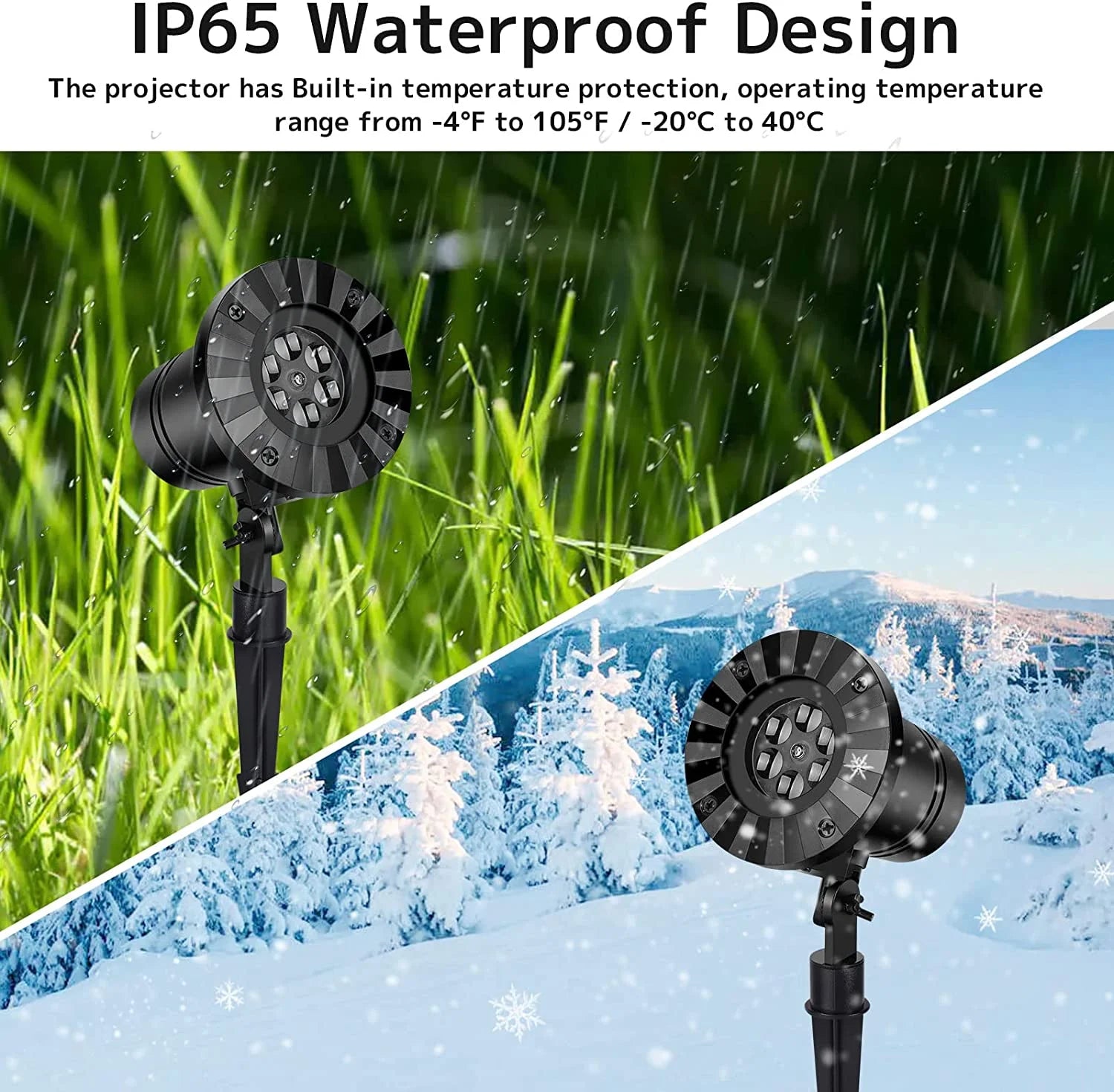 "Christmas Snowflake Projector Light, 2024 Upgraded Dynamic Snowfall Projector LED Light Rotating IP65 Waterproof Indoor Outdoor Landscape Lighting for Christmas Holiday Halloween Xmas Party Decor