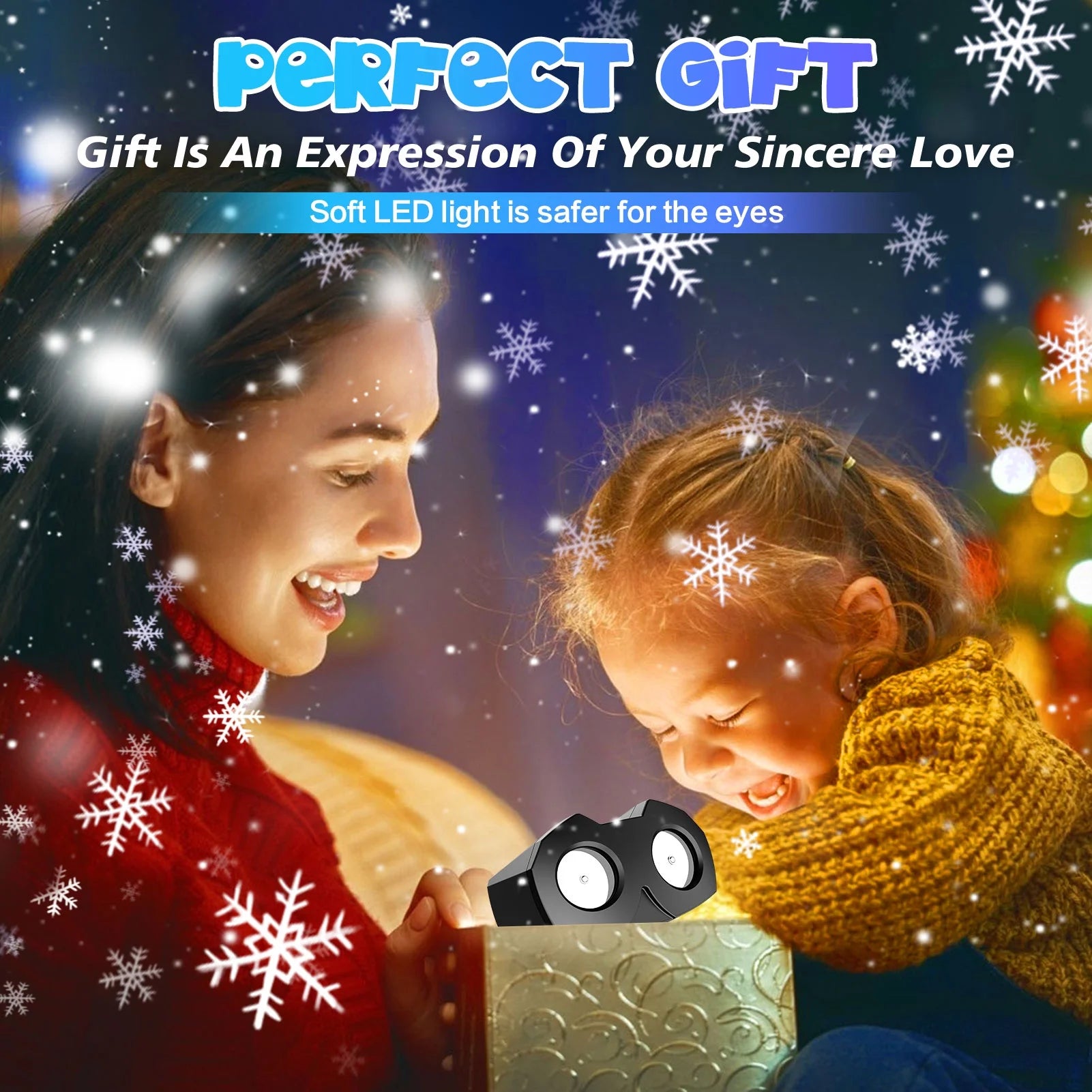 Snowflake Projector Lights,  Christmas Snow Night Projection Lamp, IP65 Waterproof Outdoor LED Snow Spotlight for Halloween Holiday Party Home Decor Garden Light Projector, with Remote Control