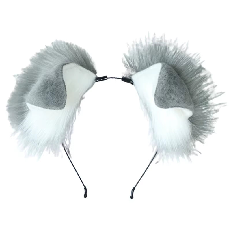 Punk Style Anime Hairhoop Plush Dog Ears Headband Cosplay Costume Halloween Party Headdress Women Role Playing Headwear
