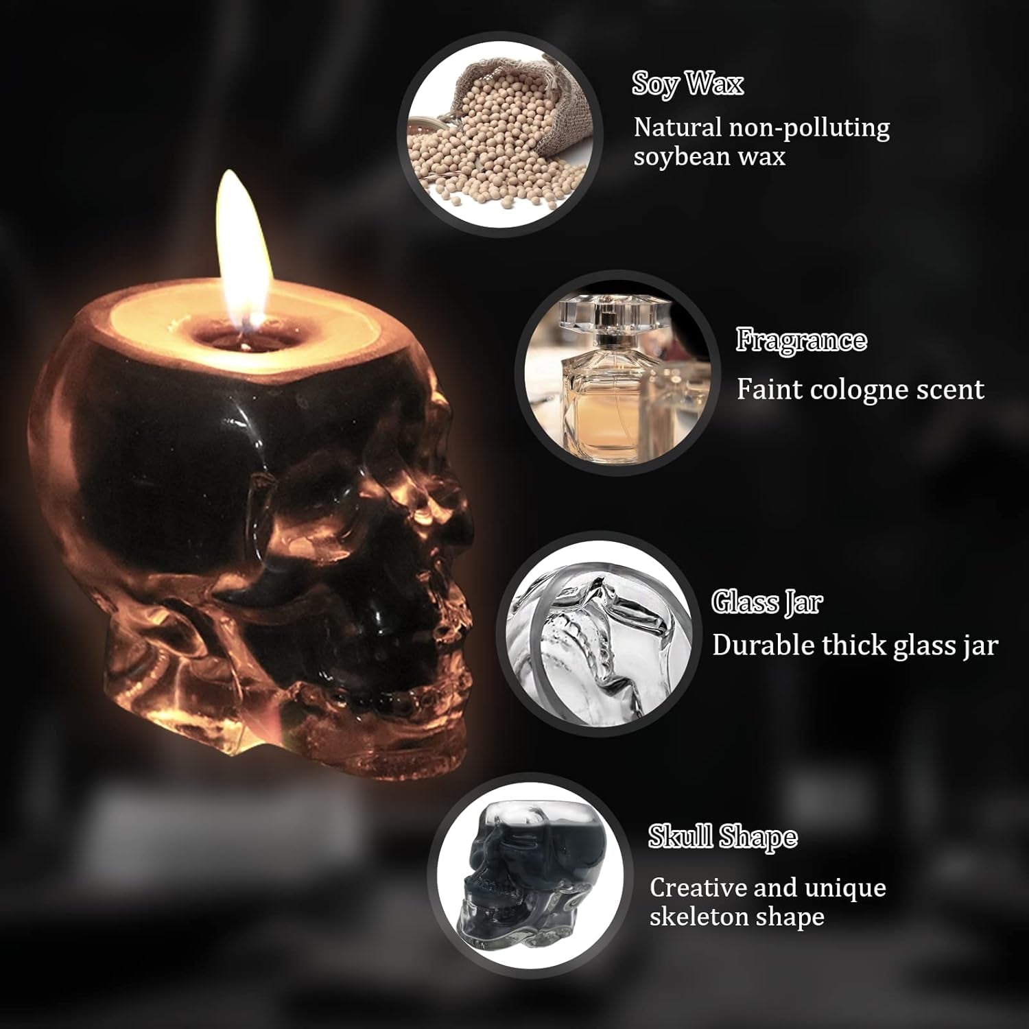 Scented Candles for Men, Novelty Gifts for Men, Cologne Candle Aromatherapy for Boyfriends Husband, Birthday Gift Idea, Grass Jar Skull Candles, Home Decor Candle (4.5Oz)