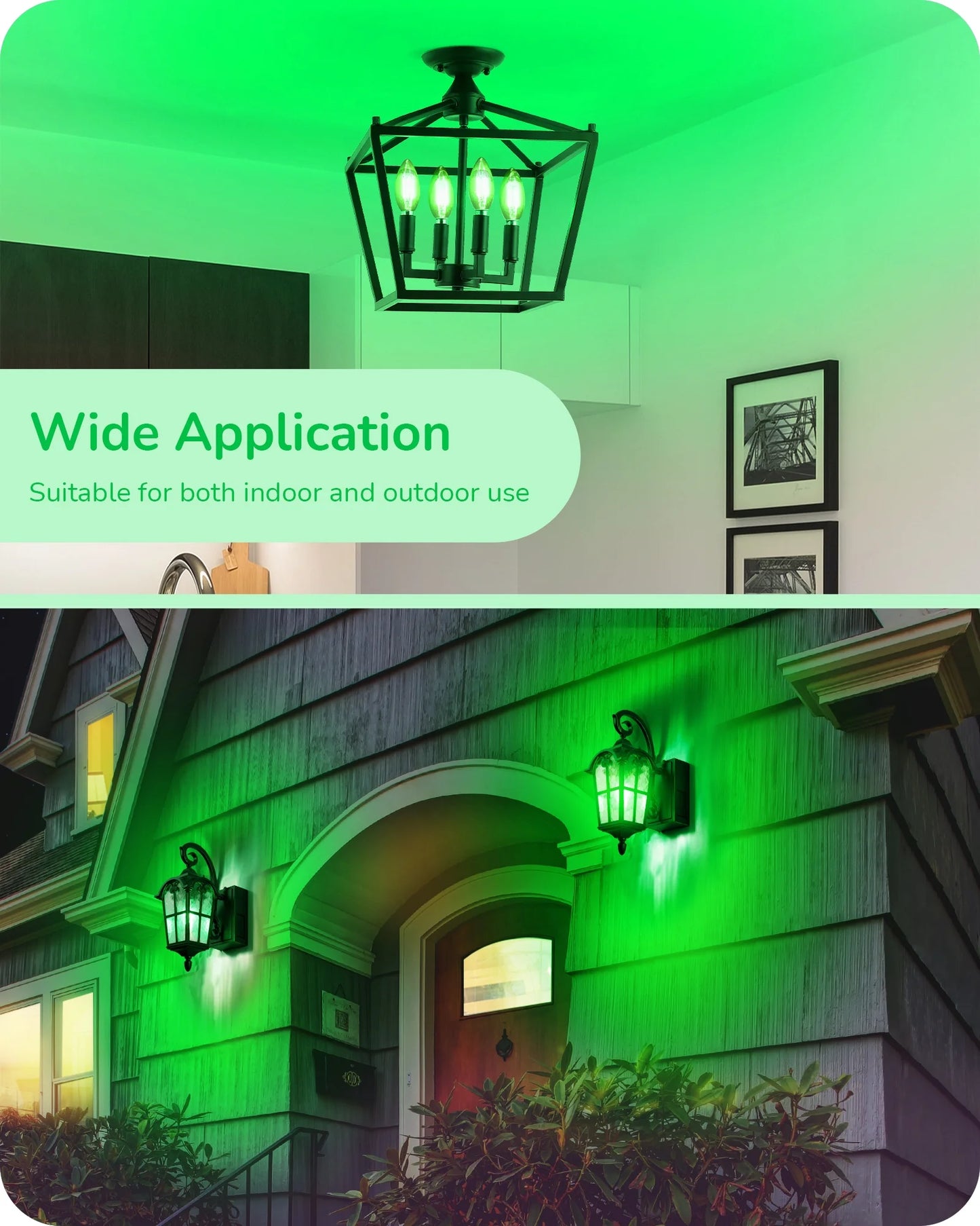 6 Pack Green Christams LED Light Bulb, 5W (60W Equivalent), E12 Base Light Bulb for Party, Holiday, Porch