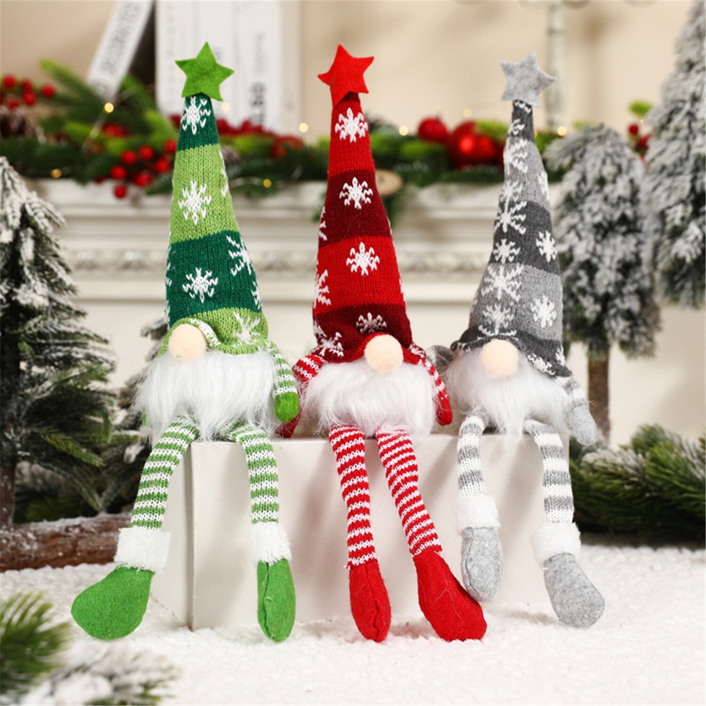 3Pcs LED Lighted Christmas Gnomes Tomte Elf Doll with Dangling Legs Santa Plush