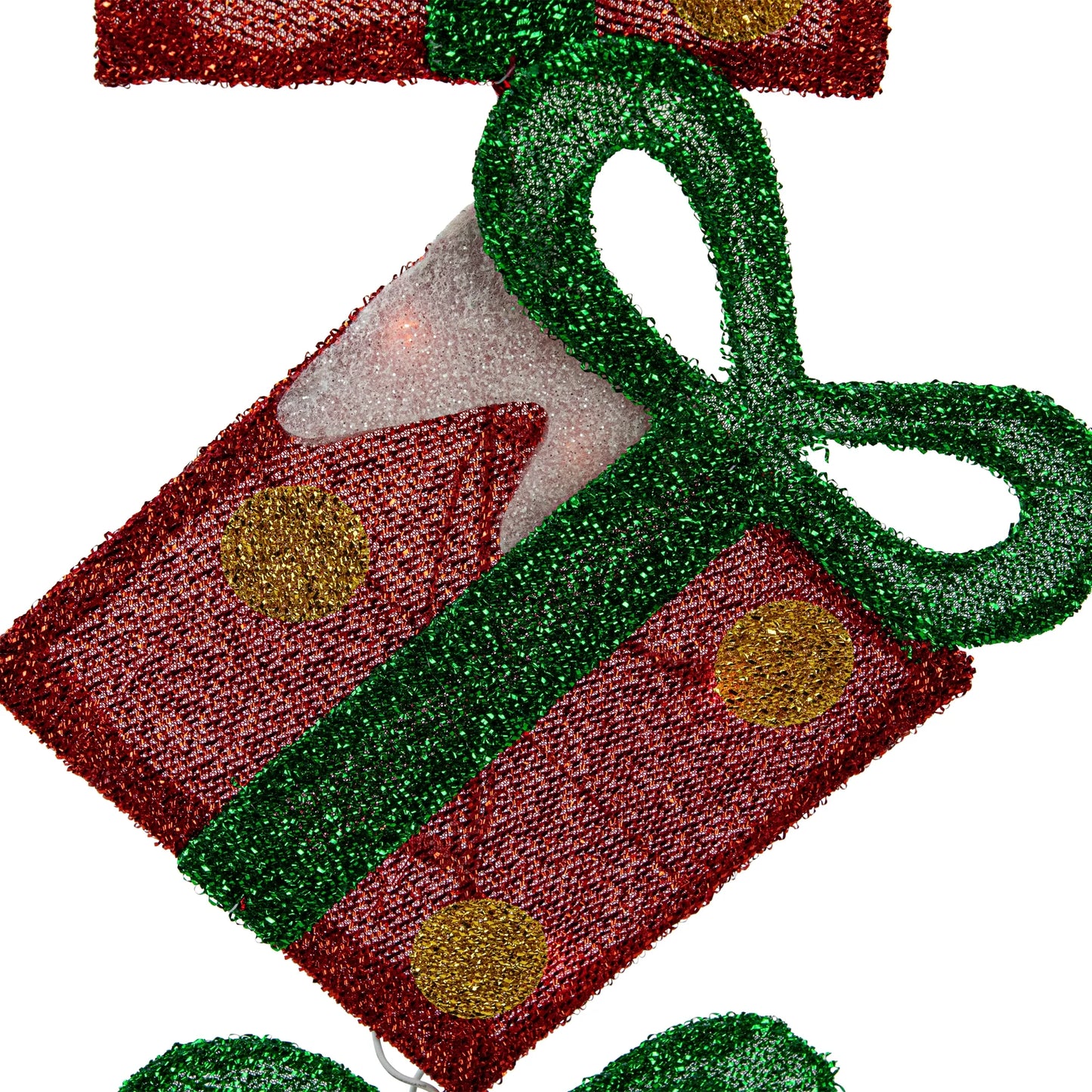 Lighted Tinsel Stacked Gift Boxes Outdoor Christmas Decoration - 44" - Clear Lights