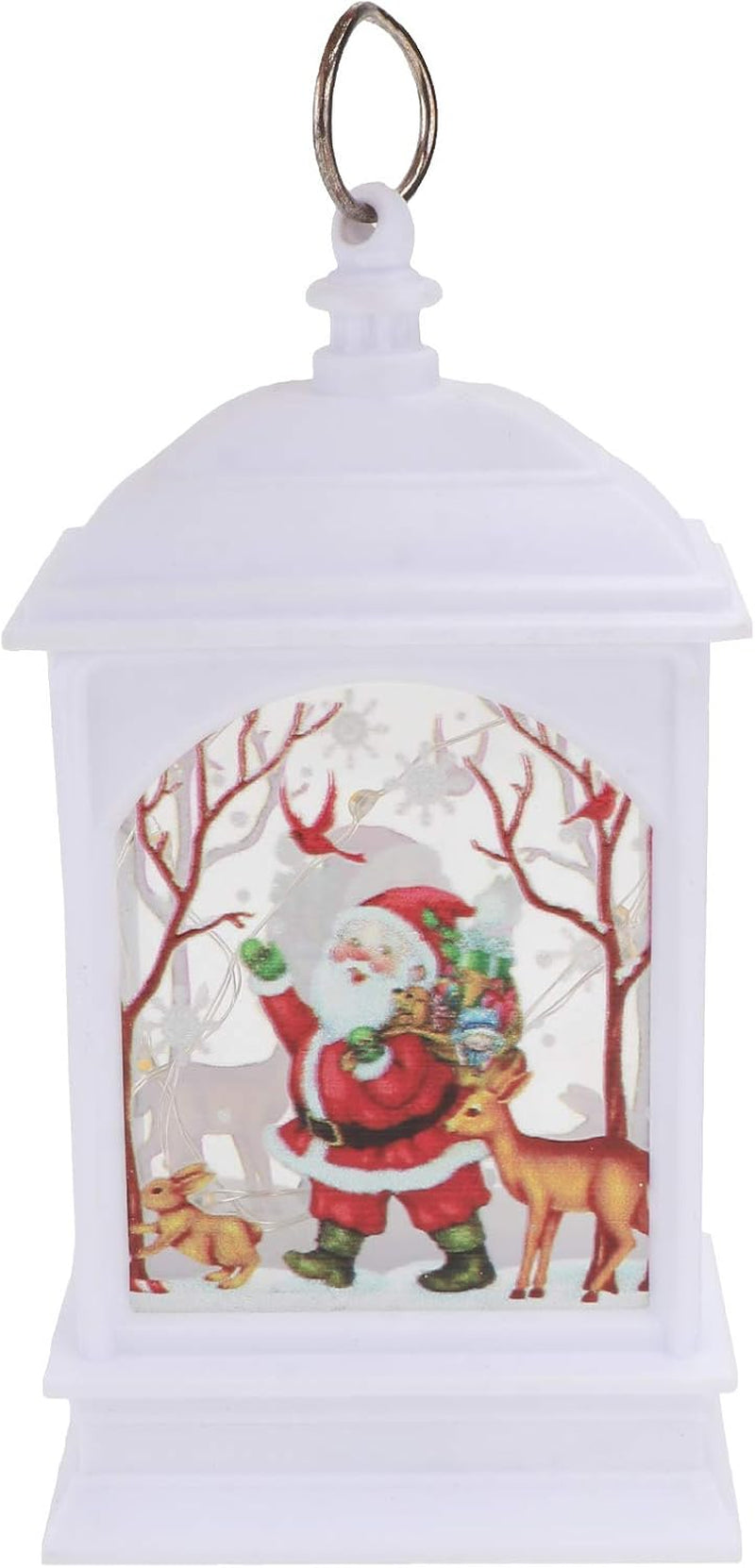 White Santa Lantern Snow Globe Santa Claus Snow Globe Lantern Lighted Christmas Snow Globe Lantern for Christmas Home Décor And