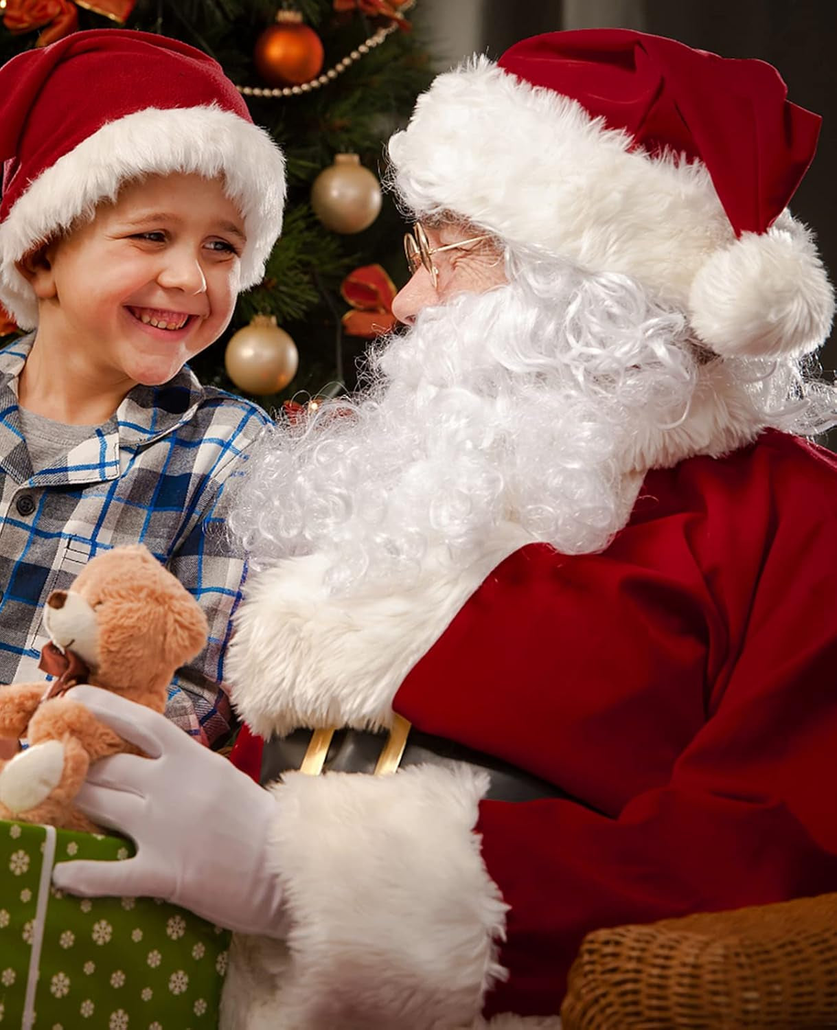 Santa Claus Costume Christmas Santa Suit Adults Men'S Costume Deluxe Plush Santa Outfit Burgundy