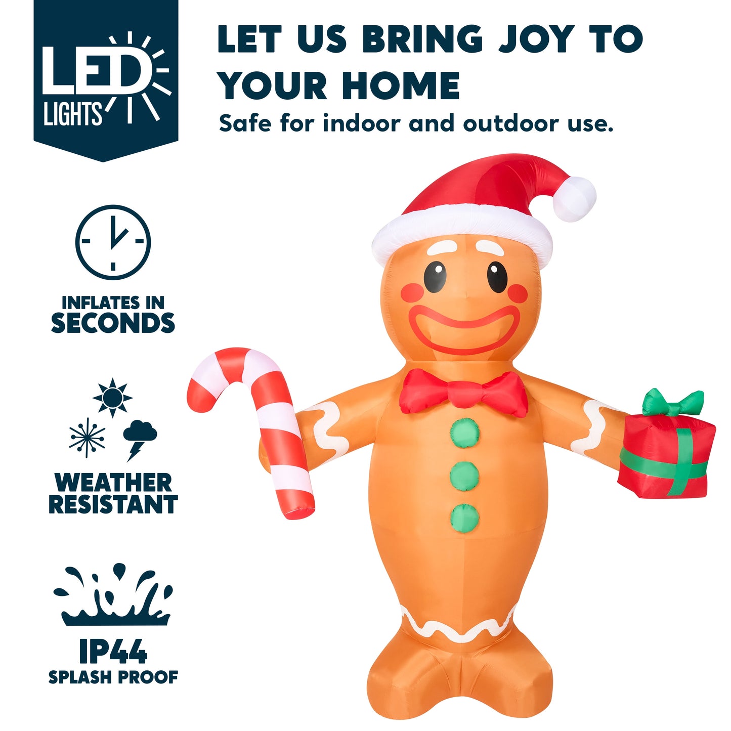 12 FT Christmas Inflatables Gingerbread Man Outdoor Decorations,Gingerbread Man Blow Ups Yard with Built-In Leds for Holiday Party Garden Lawn Decor