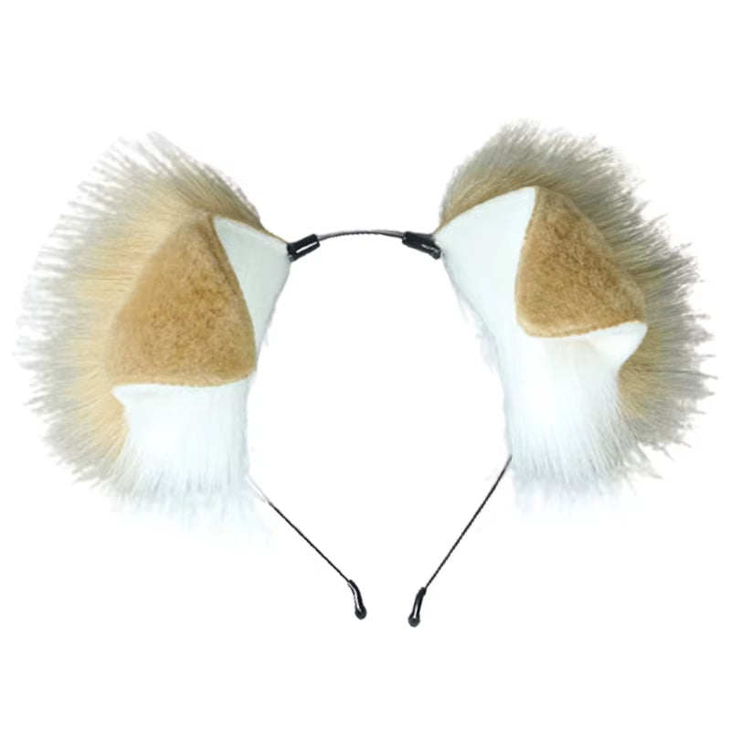 Punk Style Anime Hairhoop Plush Dog Ears Headband Cosplay Costume Halloween Party Headdress Women Role Playing Headwear