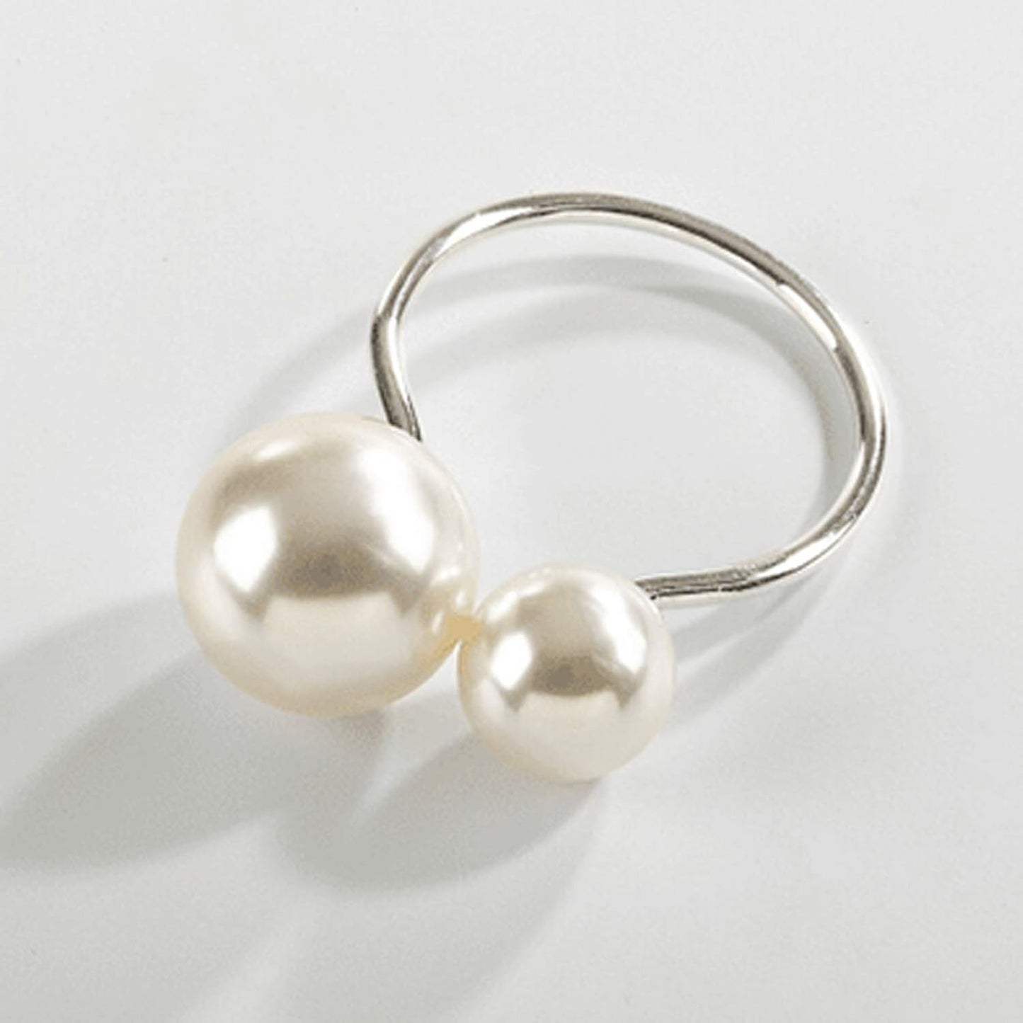 Silver Napkin Rings Set of 12, Pearl Serviette Buckle Napkin Holder for Xmas, Family Gathering, Dinner Party, Wedding Decor (2 Silver Pearls)