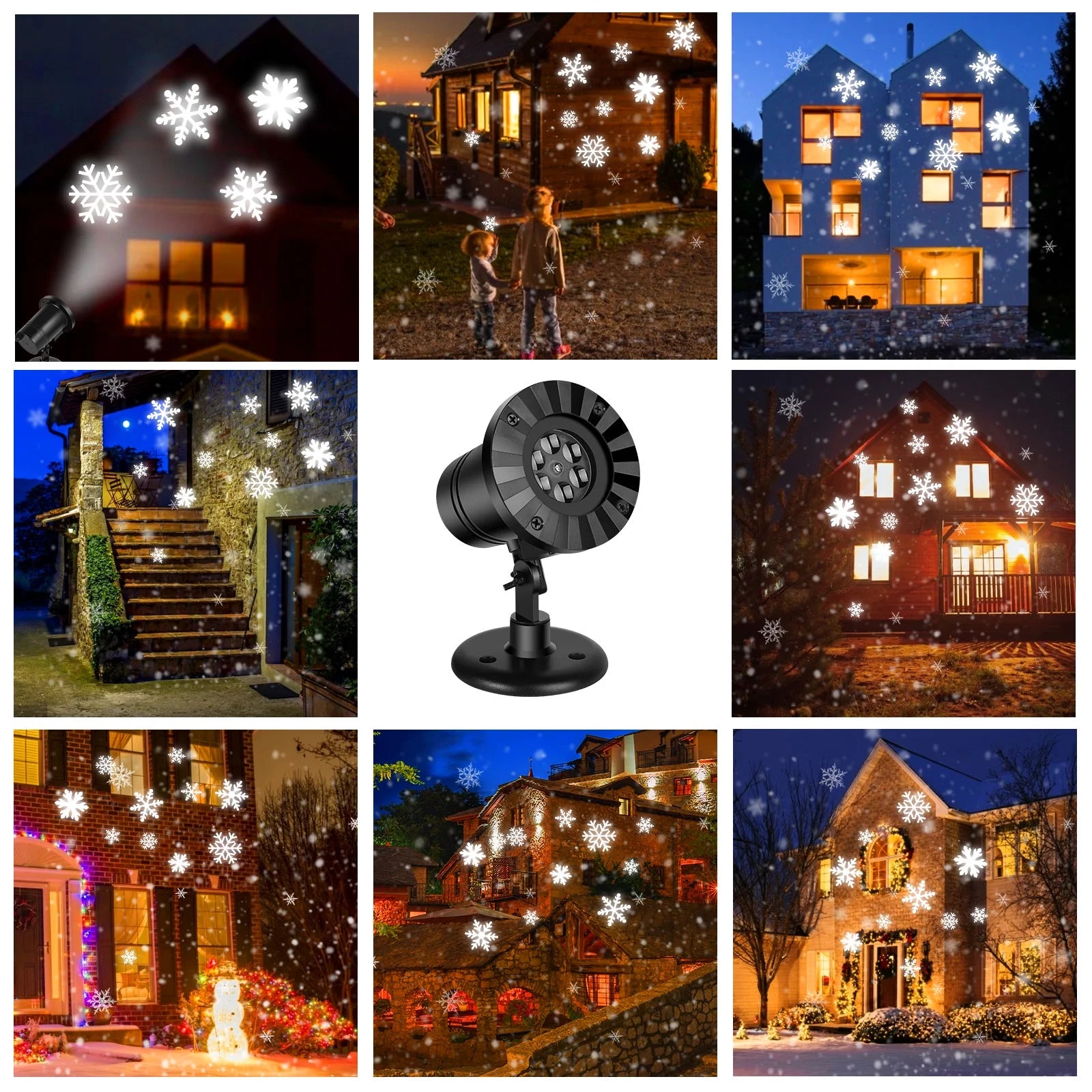 "Christmas Snowflake Projector Light, 2024 Upgraded Dynamic Snowfall Projector LED Light Rotating IP65 Waterproof Indoor Outdoor Landscape Lighting for Christmas Holiday Halloween Xmas Party Decor