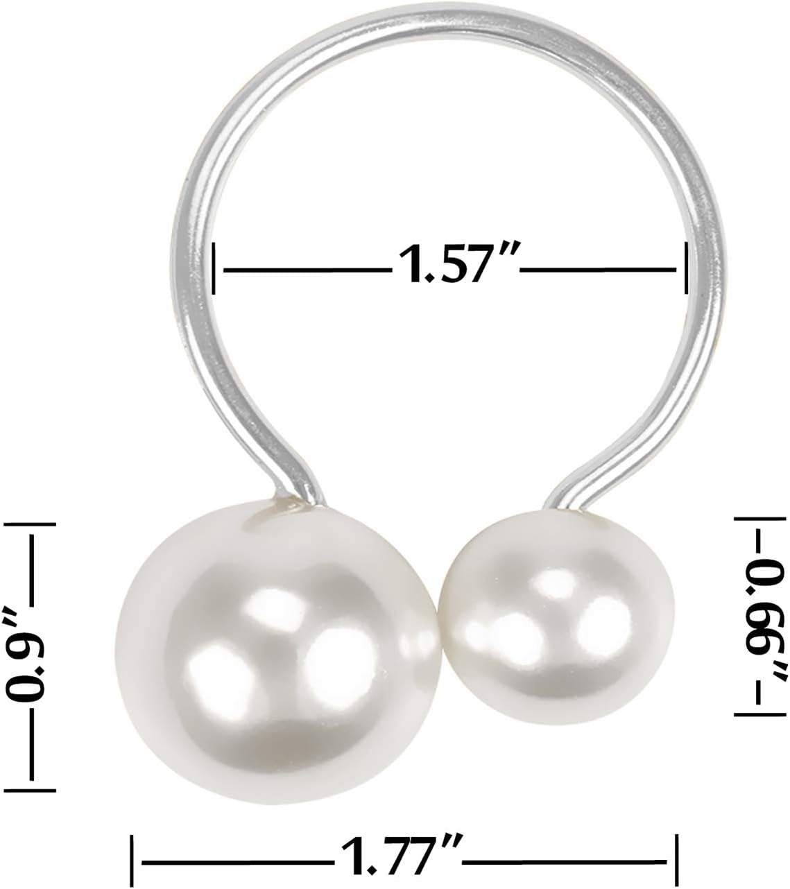 Silver Napkin Rings Set of 12, Pearl Serviette Buckle Napkin Holder for Xmas, Family Gathering, Dinner Party, Wedding Decor (2 Silver Pearls)