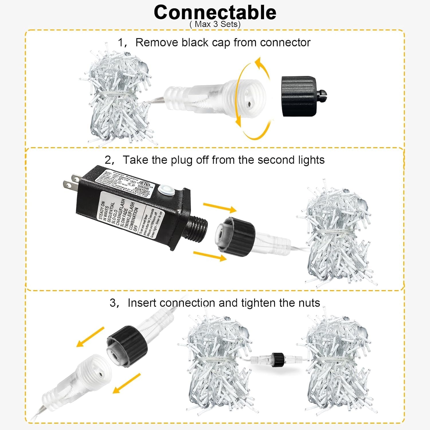 White Christmas Lights Outdoor, 66Ft 640 LED Icicle Lights for outside House with Connectable Clear Wire 8 Modes Timer, Plug in Waterproof for Home Holiday Eaves Yard Roof Party Room Indoor Decoration