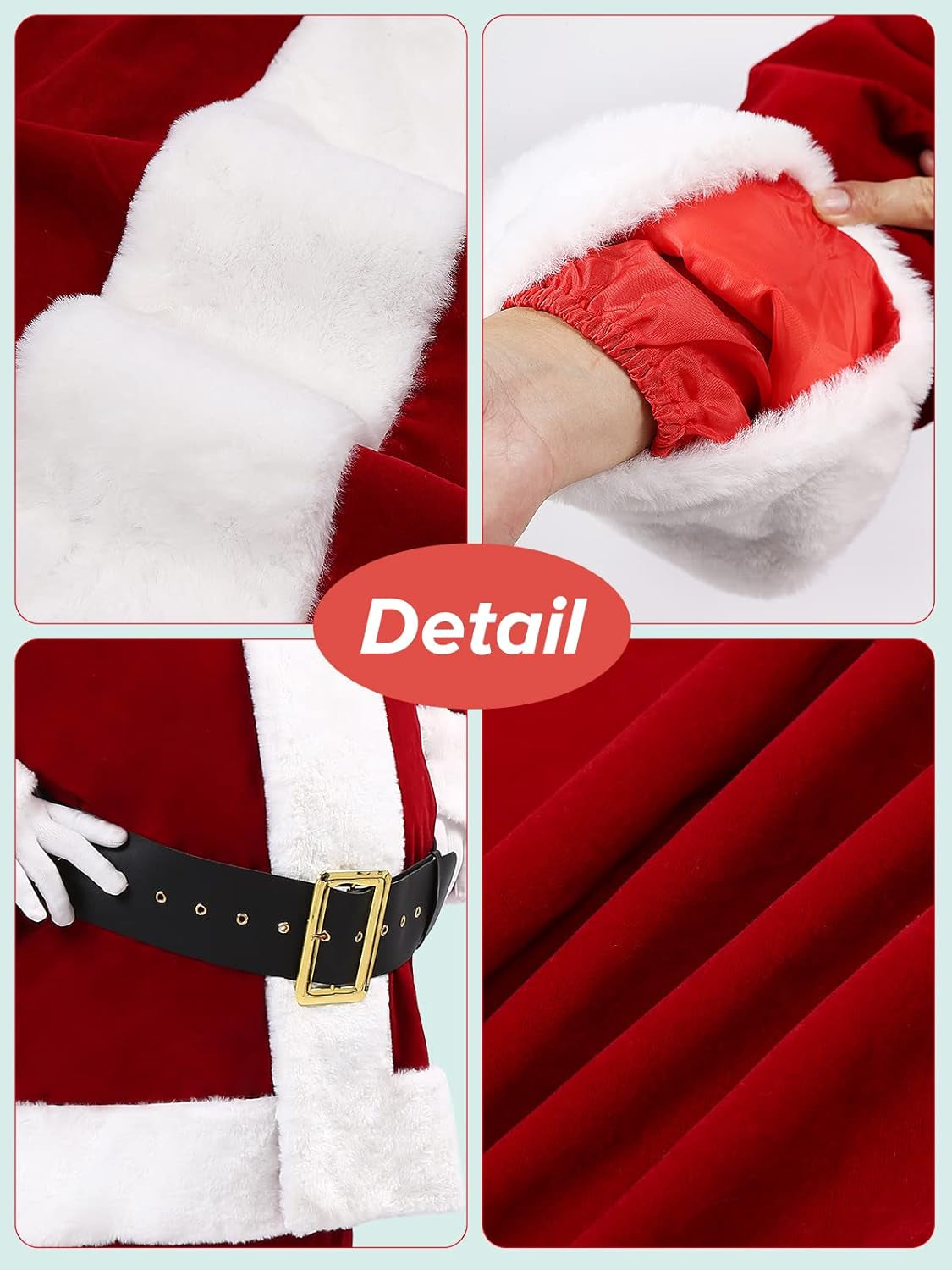 Santa Claus Costume Santa Suit Adult Men Deluxe Velvet Christmas Santa Costume Set