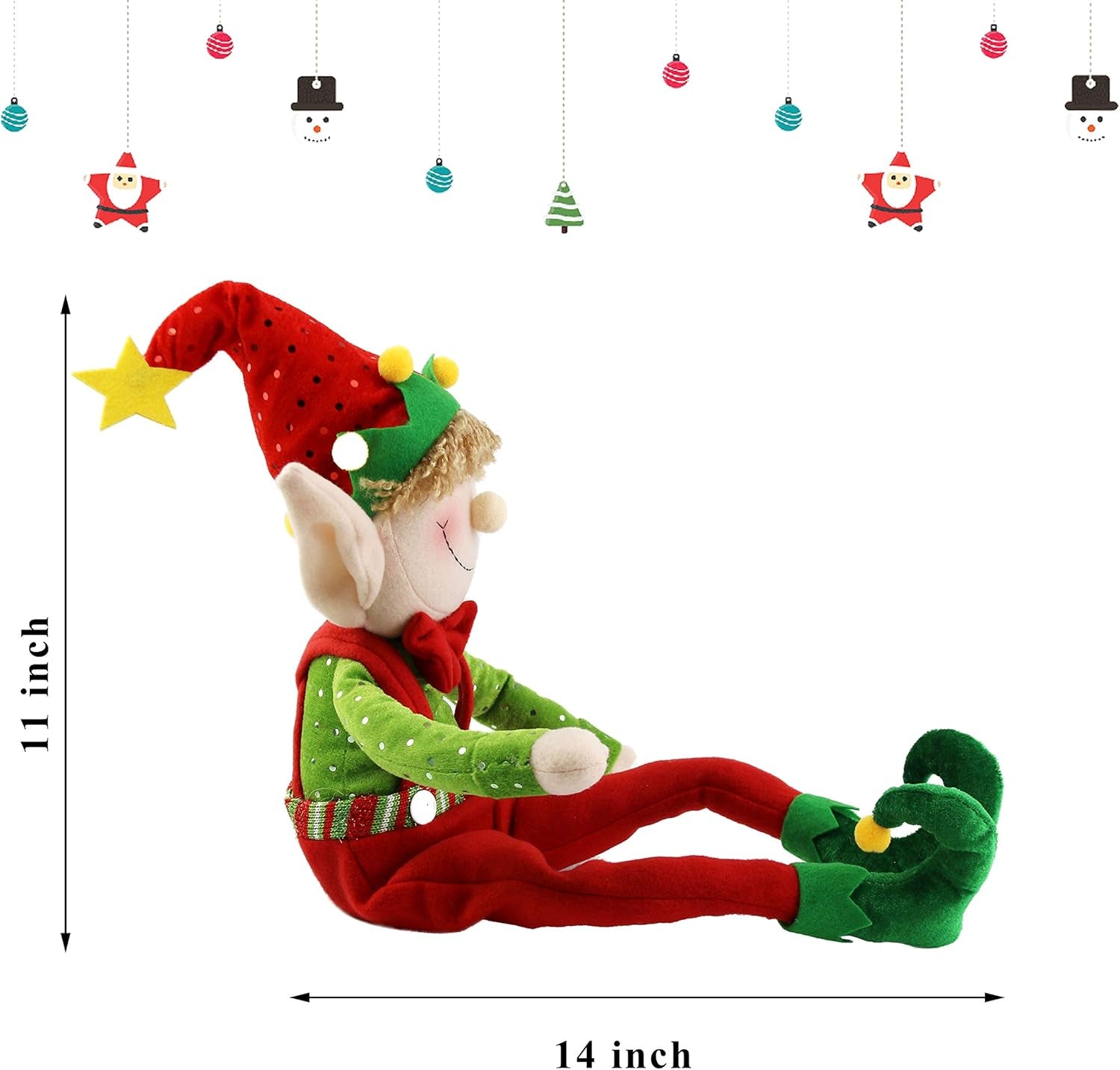 22'' Stuffed Elf Boy Christmas Decoration Adorable Elves Figure Plush Toys Xmas Ornament Gifts
