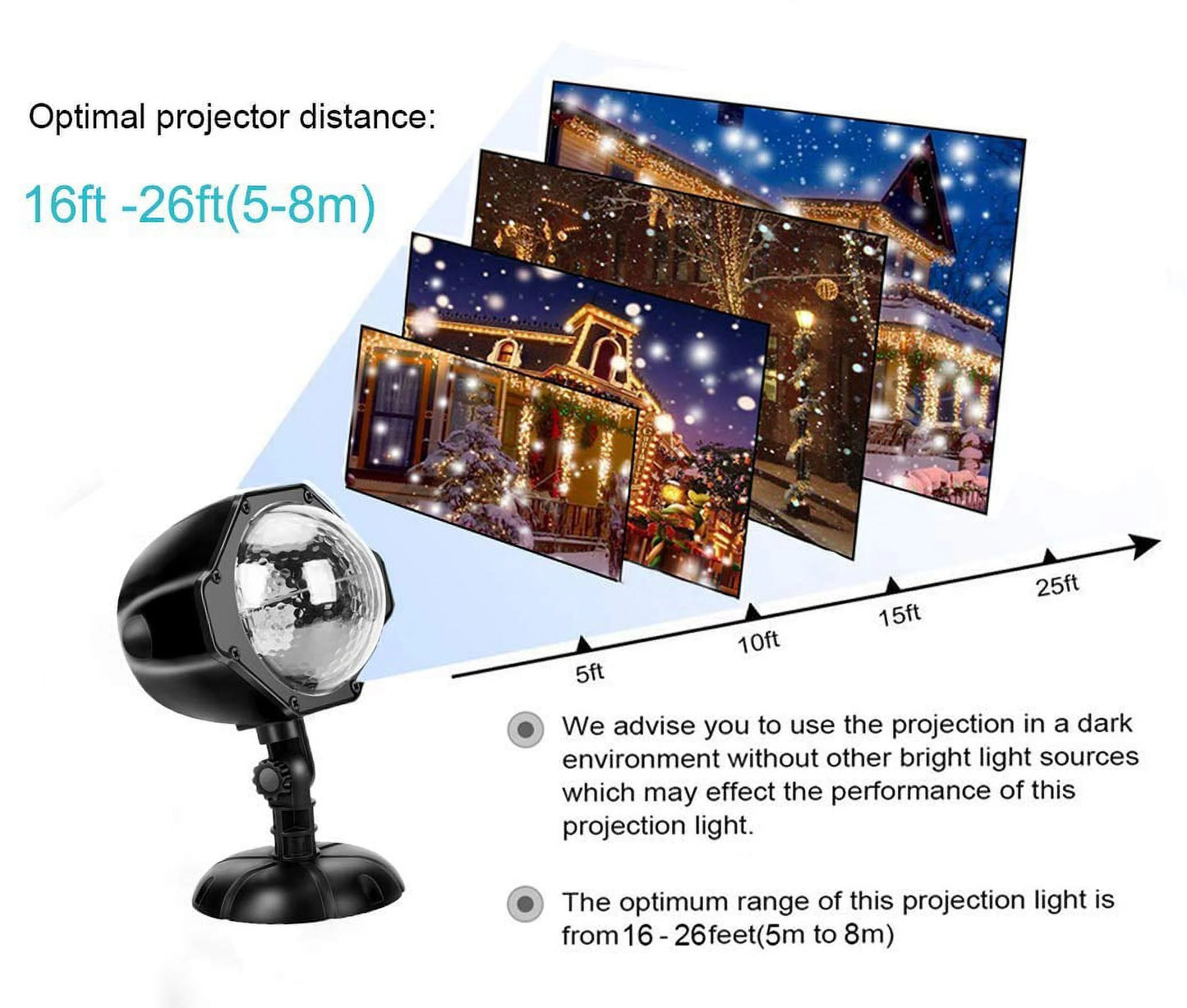 LED Snowfall Projector Lights Christmas Snowflake Projector Lamp with Wireless Remote Indoor Outdoor Waterproof Snow Falling Landscape Projection Light for Party Wedding Garden Decorations