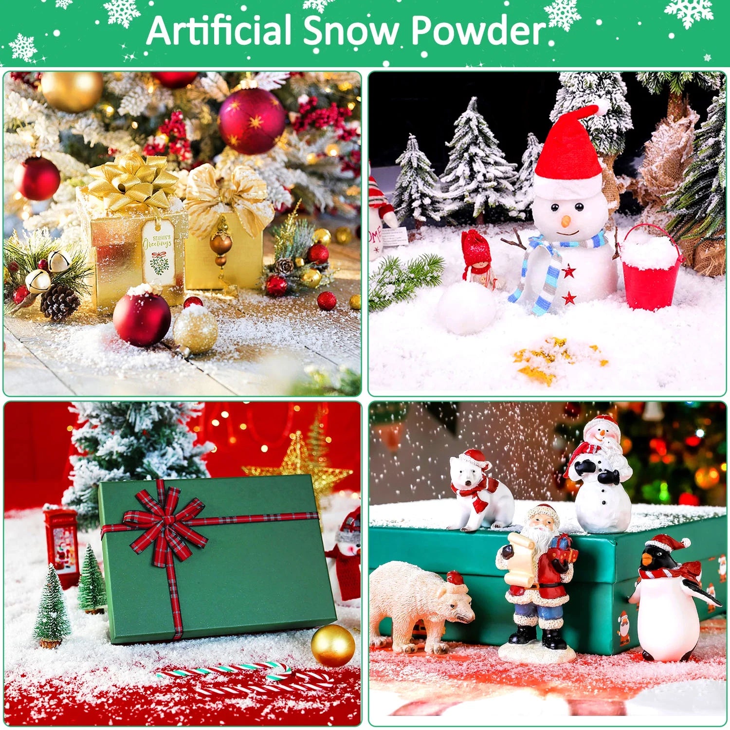 Artificial Snow, 10 Ounces, Fake Snow Plastic Snow for Winter Decoration and Handcraft (White)