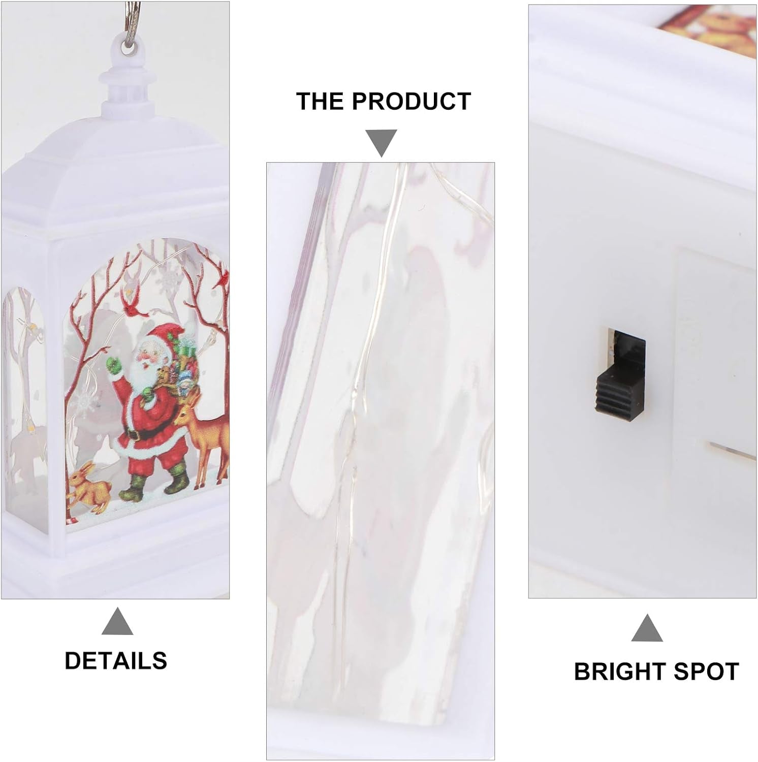 White Santa Lantern Snow Globe Santa Claus Snow Globe Lantern Lighted Christmas Snow Globe Lantern for Christmas Home Décor And