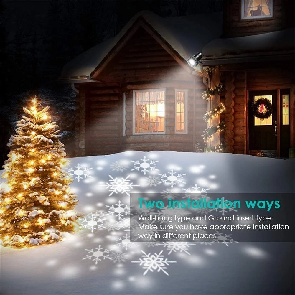"Christmas Snowflake Projector Light, 2024 Upgraded Dynamic Snowfall Projector LED Light Rotating IP65 Waterproof Indoor Outdoor Landscape Lighting for Christmas Holiday Halloween Xmas Party Decor