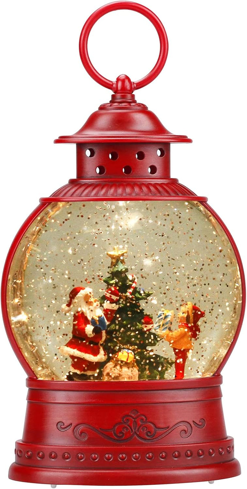 Santa Snow Globe Lighted Christmas Decorations, Musical Christmas Snow Globe Lantern with Swirling Glitter,Christmas Holiday Party Gifts and Decorations