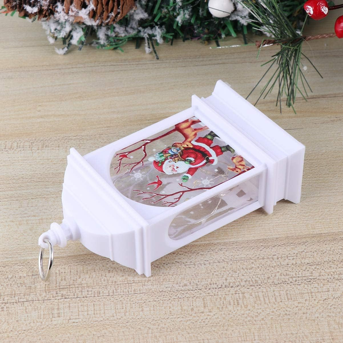 White Santa Lantern Snow Globe Santa Claus Snow Globe Lantern Lighted Christmas Snow Globe Lantern for Christmas Home Décor And