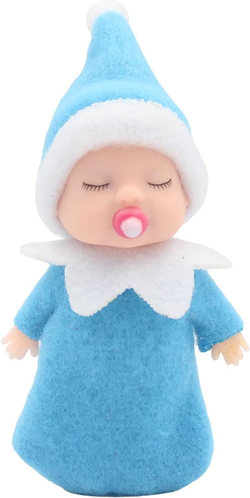 Sleeping Elf Doll with Pacifier | Christmas Miniature Elf Doll Toys | New Year Holiday Decoration Party Gift (Blue)
