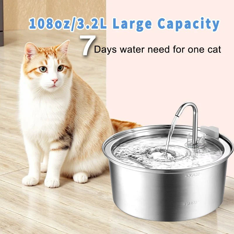 Cat Water Fountain Stainless Steel: 3.2L Cat Fountain for Drinking