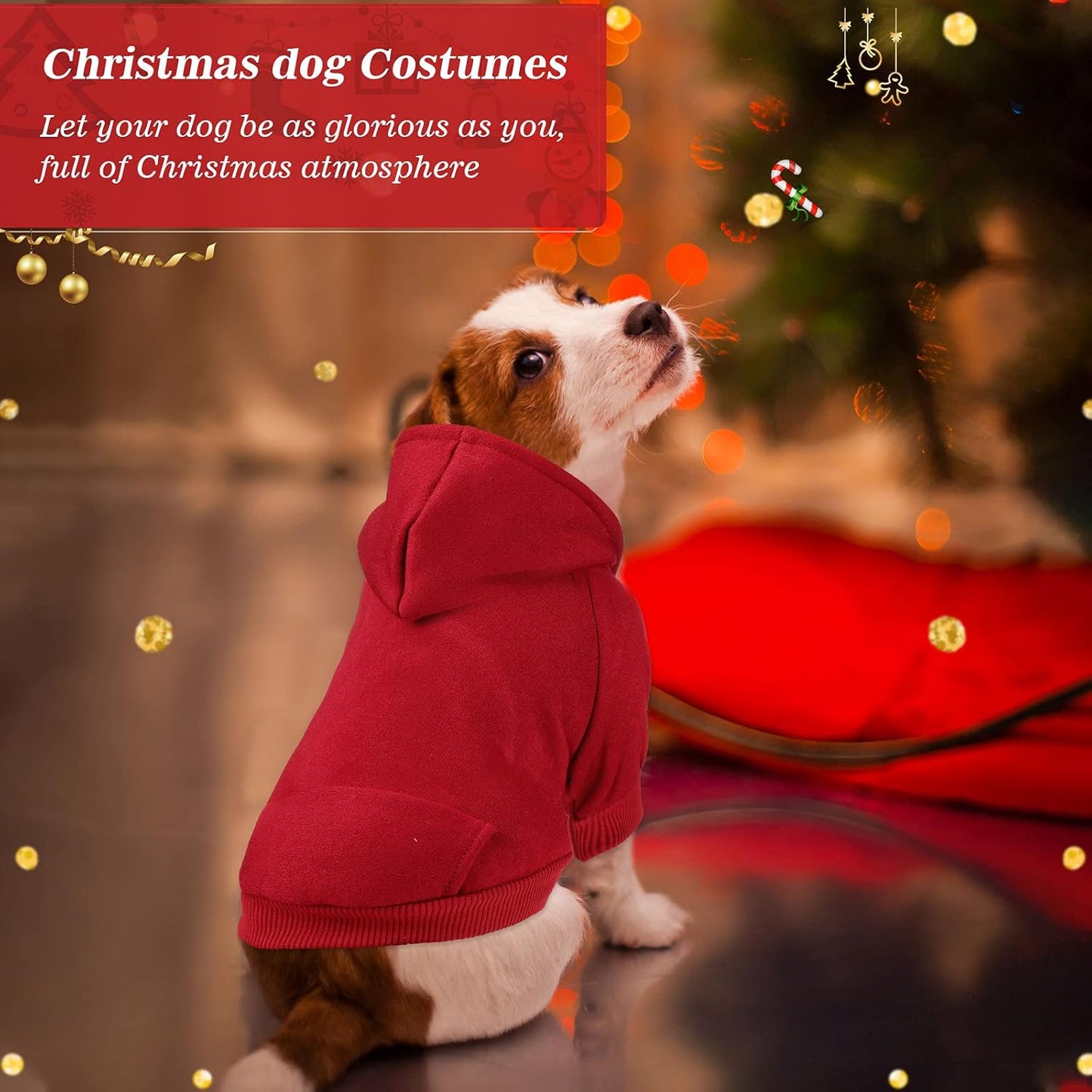 3 Pcs Pet Dog Sweater Jacket Knitwear Hoodie Clothes Pocket Puppy Coat Clothing Pup Christmas Shirt Costume Sweatshirt Fleece Lining Warm Winter Small Hooded Soft Thickening (Medium)