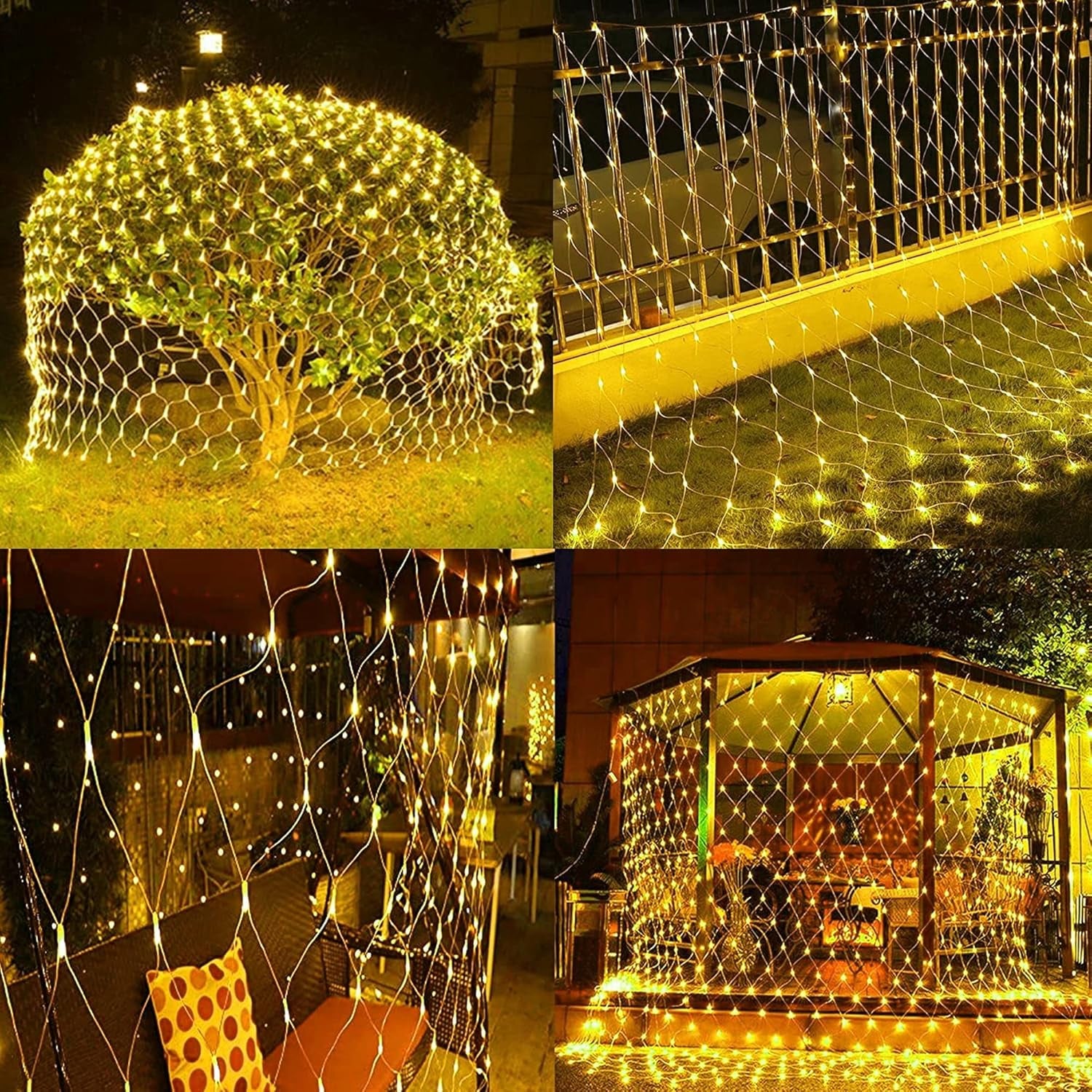 Christmas 360 LED Net Lights, 12 FT X 5FT Christams Outdoor String Lights 8 Modes Waterproof Connectable Xmas Decorations for Indoor Bushes Garden Party Holiday Decor (Warm White)