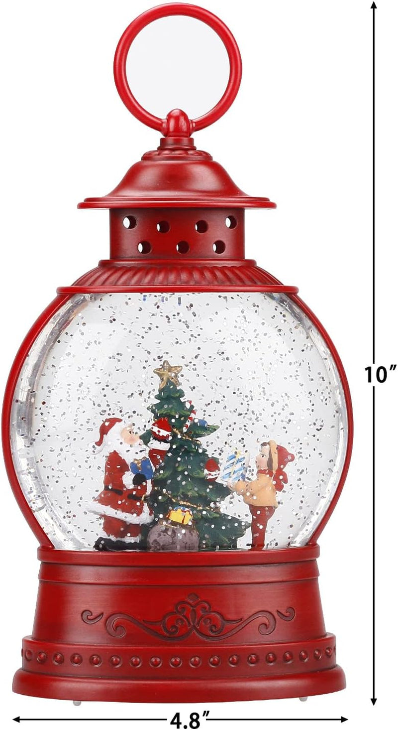 Santa Snow Globe Lighted Christmas Decorations, Musical Christmas Snow Globe Lantern with Swirling Glitter,Christmas Holiday Party Gifts and Decorations