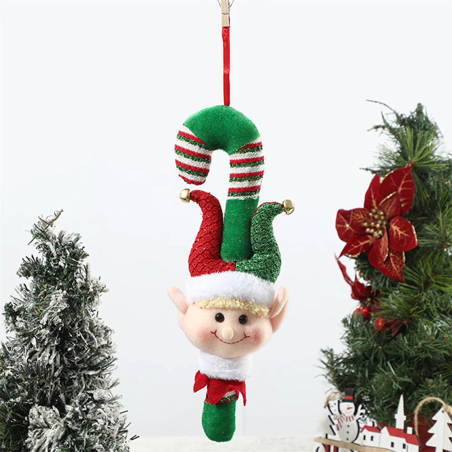 Festive Holiday Santa Claus Plush Doll Christmas Tree Decoration Hanging Ornament Cute Xmas Decorative Elf Toy