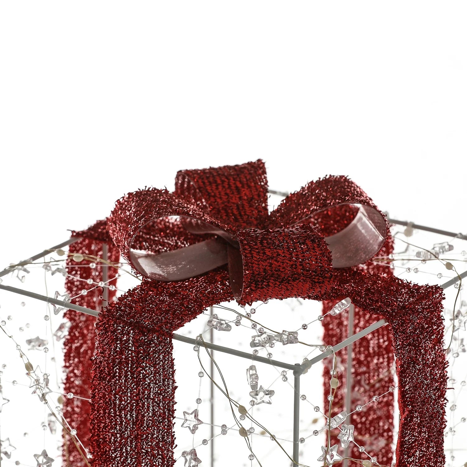 Lighted Christmas Holiday Presents Decoration with Remote (Set of 3) - Red - 12.6" H X 9.84" W X 9.84" D