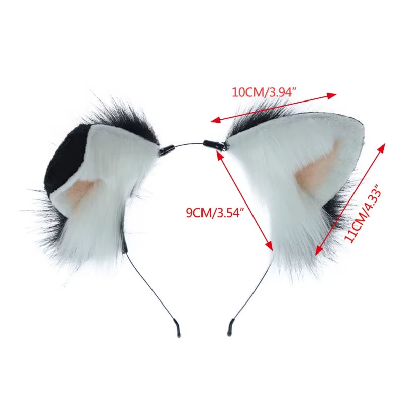 Punk Style Anime Hairhoop Plush Dog Ears Headband Cosplay Costume Halloween Party Headdress Women Role Playing Headwear