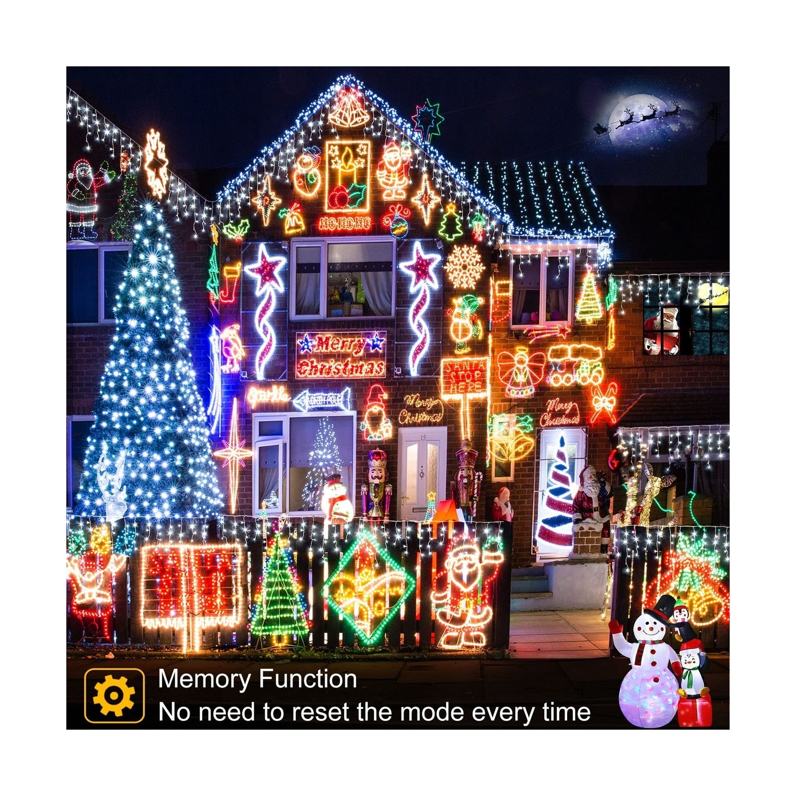 Christmas Lights Outdoor Icicle Lights 400LED 32.8FT 8 Modes, Connectable Cur...