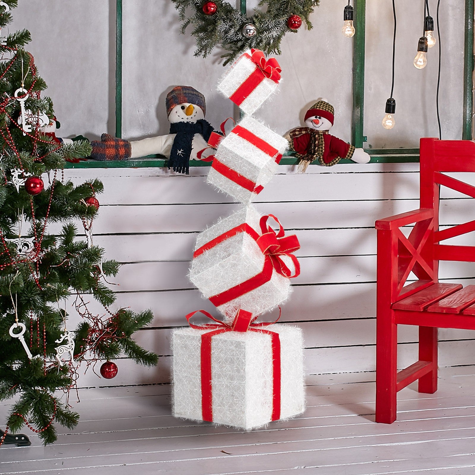 Set of 4 Christmas Lighted Gift Boxes Decorations Indoor Outdoor LED Light Up