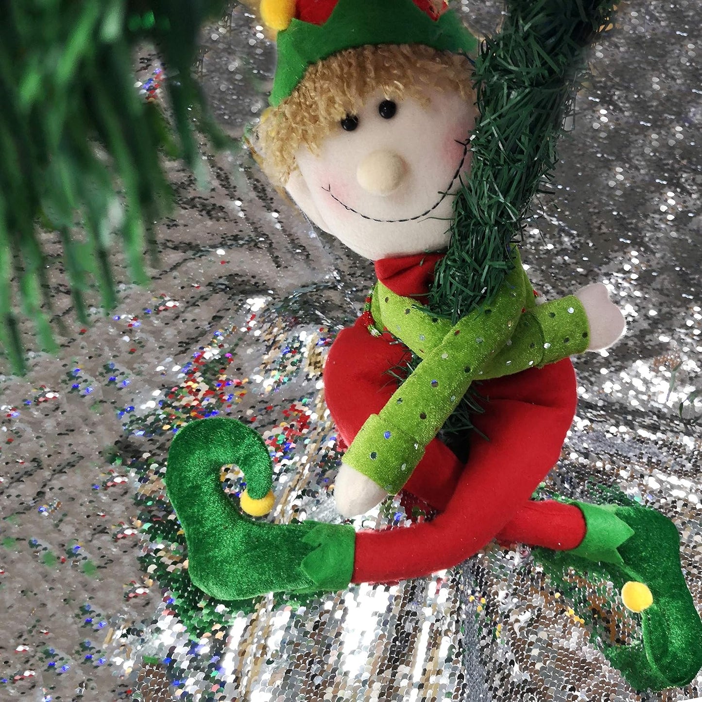 22'' Stuffed Elf Boy Christmas Decoration Adorable Elves Figure Plush Toys Xmas Ornament Gifts