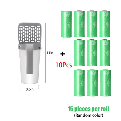 One Piece Cat Litter Scoop Set- Pet Toilet Pick Up Detachable and Portable Installation