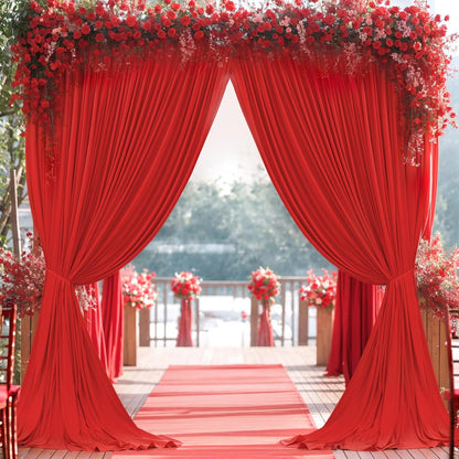 10X10 Red Backdrop Curtain for Parties Wedding Wrinkle Free Red Photo Curtains Backdrop Drapes Fabric Decoration for Birthday Party Baby Shower Christmas 5Ft X 10Ft,2 Panels