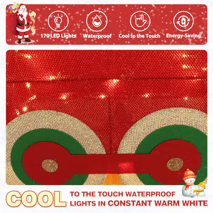 5 Ft. Train Set Outdoor Holiday Yard Decoration Warm White LED with Christmas Tree and Gift Box